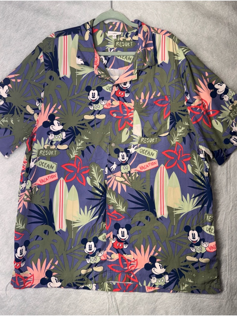 Disney Mickey Mouse Tropical Print Button-Down Shirt - Resort Cruise Wear